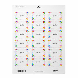 Bunte Party Ballons Konfetti Rahmen Design Etiket