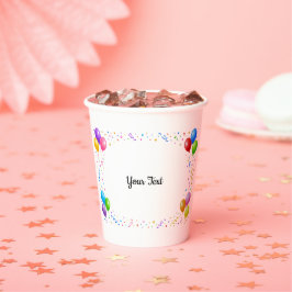 Bunte Party Ballons Konfetti Rahmen Design Papieren Bekers