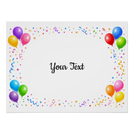 Bunte Party Ballons Konfetti Rahmen Design Perfect Poster