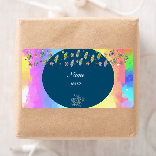 bunte Schmetterlinge Etiket (Insitu)