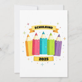 Bunte Stifte mit Sternchen - Schulkind 2025 | Kaart