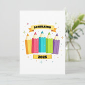 Bunte Stifte mit Sternchen - Schulkind 2025 | Kaart (Staand voorkant)