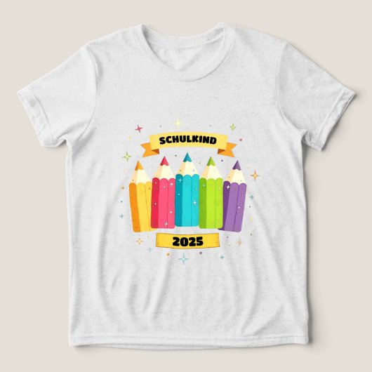 Bunte Stifte mit Sternchen - Schulkind 2026 Tri-Blend Shirt (Design voorkant)