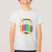Bunte Stifte mit Sternchen - Schulkind 2026 Tri-Blend Shirt (Voorkant)