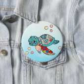 bunte Wasserschildkröte Ronde Button 4,0 Cm (In situ)