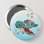 bunte Wasserschildkröte Ronde Button 4,0 Cm (Voorkant /achterkant)
