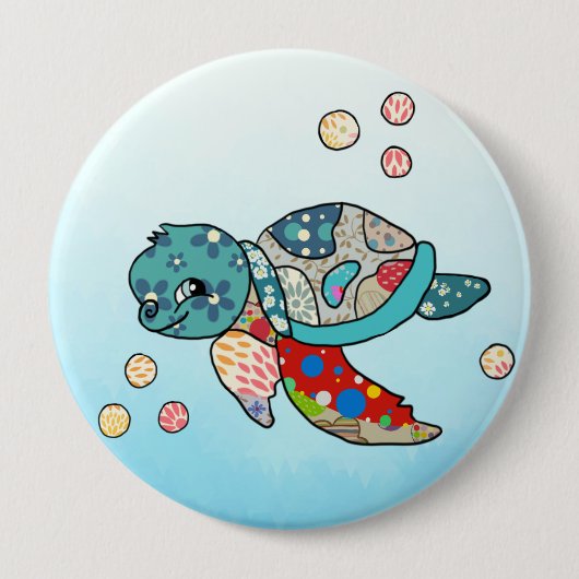 bunte Wasserschildkröte Ronde Button 4,0 Cm (Voorkant)