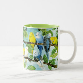 Bunte Wellensittiche | Zweifarbige Tasse Tweekleurige Koffiemok