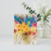 Bunter Blumenstrauß mit Schmetterlingen. Aquarell  Briefkaart (Staand voorkant)
