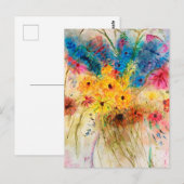 Bunter Blumenstrauß mit Schmetterlingen. Aquarell  Briefkaart (Voorkant / Achterkant)