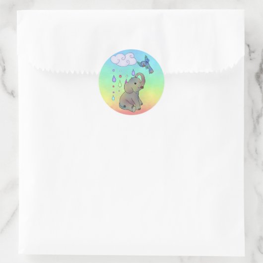 Bunter Elefant   Ronde Sticker (Tas)