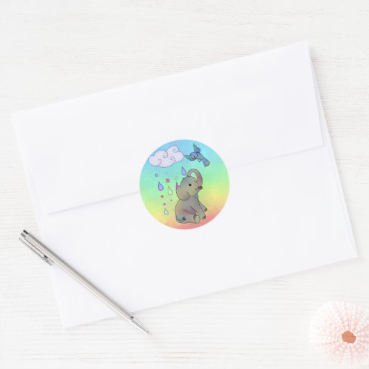 Bunter Elefant   Ronde Sticker (Envelop)