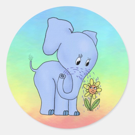 Bunter Elefant Runder Aufkleber Ronde Sticker (Voorkant)