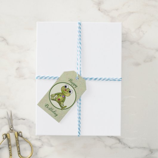 Bunter Frosch Cadeaulabel (Met Touw)