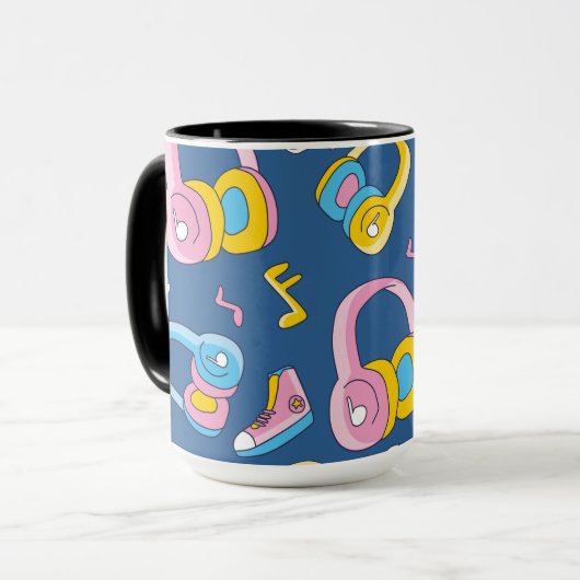 Bunter Musikmix in rosa, blau, gelb Mok (Voorkant links)