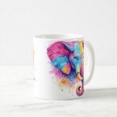 Bunter Regenbogen Elefant Aquarell Koffiemok (Voorkant rechts)