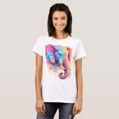 Bunter Regenbogen Elefant Aquarell T-shirt (Voorkant volledig)