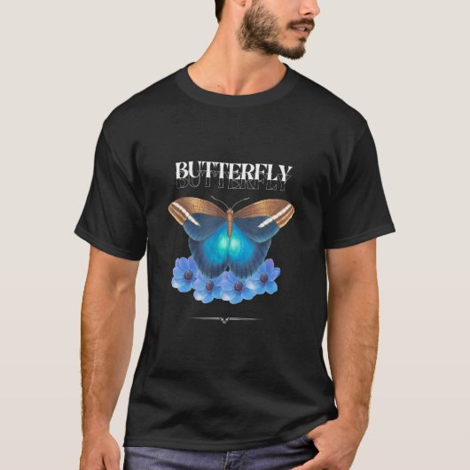 Bunter Schmetterling mit Blumen im Boho Design T-shirt (Voorkant)