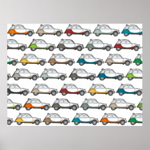 Buntes  Deux Chevaux 2cv Muster Poster