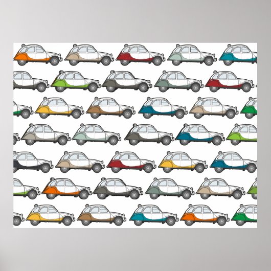 Buntes  Deux Chevaux 2cv Muster Poster (Voorkant)