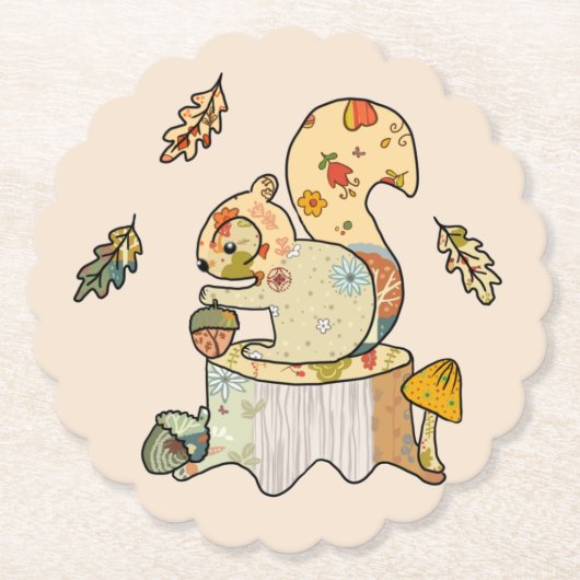 Buntes Eichhörnchen  Kartonnen Onderzetters (Voorkant)