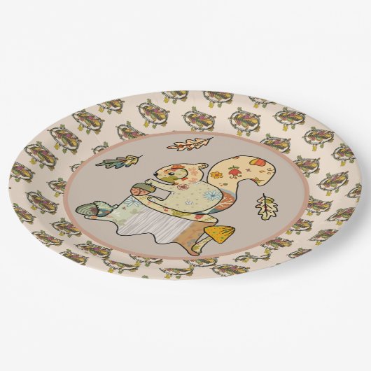 Buntes Eichhörnchen Pappteller Papieren Bordje (Gekanteld)