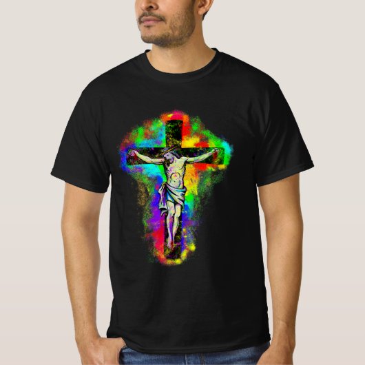 Buntes Jesus Kreuz T-shirt (Voorkant)