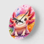 Buntes lächelndes Axolotl als Grafik Ronde Klok (Hoek)