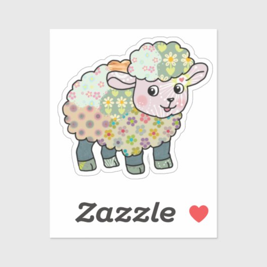 buntes Lämmchen  postkarte Sticker (Vel)