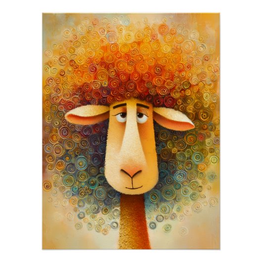 Buntes Schaf – Fantasie Illustration Perfect Poster (Voorkant)