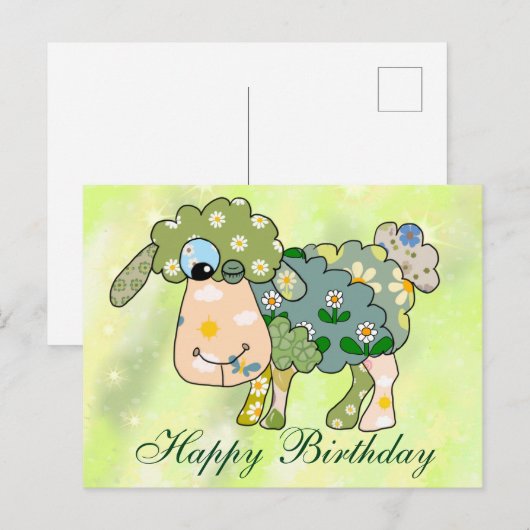 Buntes Schaf Postkarte Briefkaart (Voorkant / Achterkant)