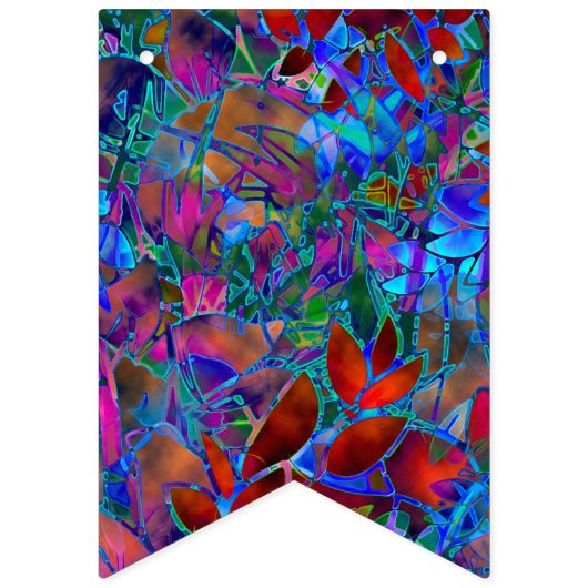 Bunting Banner Floral Abstract Glas in lood (Tweede vlag)