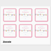 Bunting Banner Meisje Baby shower Boekplaten Vierkante Sticker (Vel)
