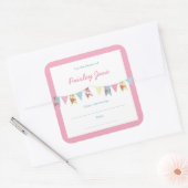 Bunting Banner Meisje Baby shower Boekplaten Vierkante Sticker (Envelop)