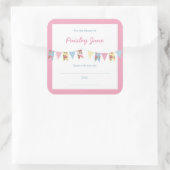 Bunting Banner Meisje Baby shower Boekplaten Vierkante Sticker (Tas)