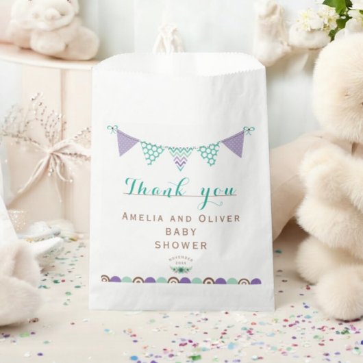 Bunting Banner Neutral Gender Baby shower Bedankzakje