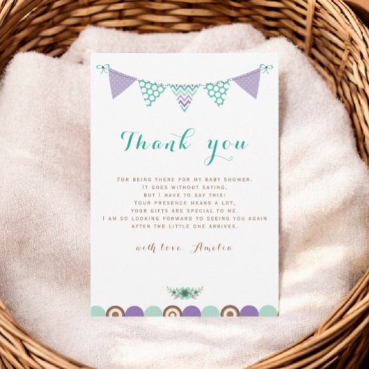 Bunting Banner Waterverf Neutraal Baby shower Bedankkaart