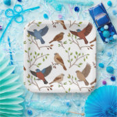 Bunting Birds Carré Motif Papieren Bordje (Feest)