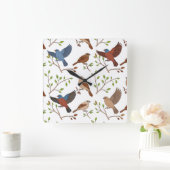 Bunting Birds Carré Motif Vierkante Klok (Huis)