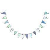 Bunting - Blauw Groen en Witte Bunting Vlaggetjes (Alle)