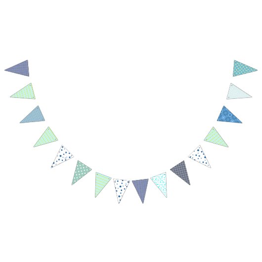 Bunting - Blauw Groen en Witte Bunting Vlaggetjes (Alle)