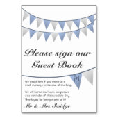 Bunting Blue Wedding Guest Book Sign Kaart (Voorkant)