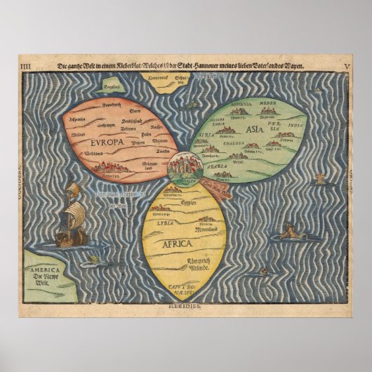 Bunting clover leaf map 1581 poster (Voorkant)