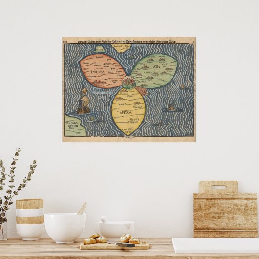 Bunting clover leaf map 1581 poster (Keuken)