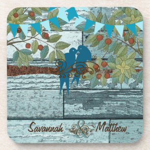 Bunting Country Chic Liefdesvogels Zitten in een B Drankjes Onderzetter