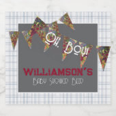 Bunting en blauwe ruit Drinkfles Labels Bier Etiket (Enkel label)