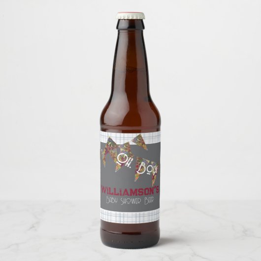 Bunting en blauwe ruit Drinkfles Labels Bier Etiket (Voorkant)