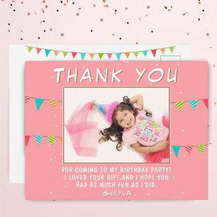 Bunting Flag Birthday Photo Thank you Briefkaart