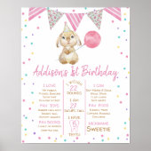 Bunting Flag Fluffy Bunny 1e verjaardag mijlpaal Poster (Voorkant)