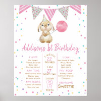 Bunting Flag Fluffy Bunny 1e verjaardag mijlpaal